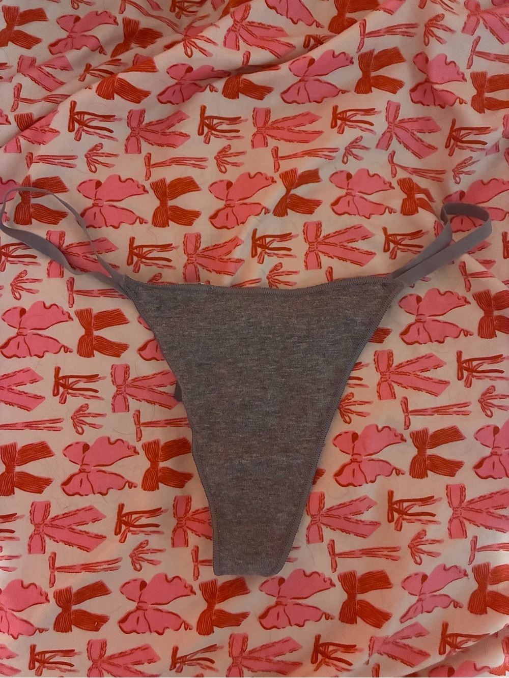 SKIMS Gray Cotton Thong Bikini Bottom